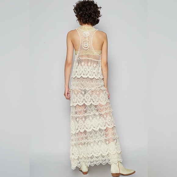 🆕 POL - Elegant Crochet Maxi Dress - Swim Cover - Edge Detailing - 100% COTTON - Picture 6 of 11